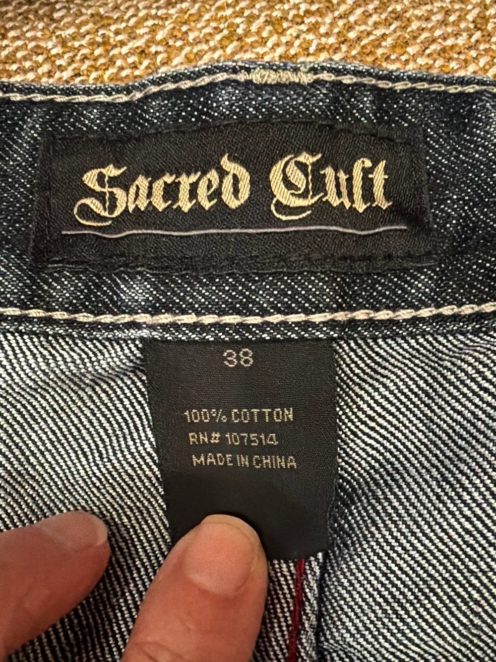 Sacred Cult Men’s Dark Blue Denim Jeans - 38 Waist